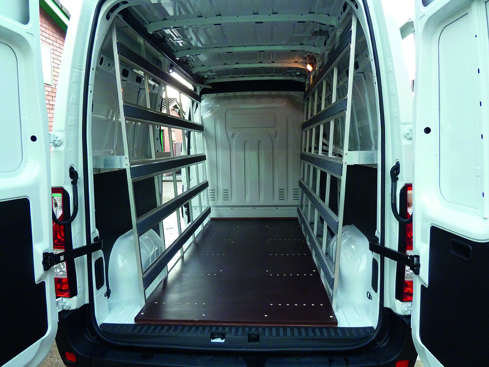Interior Glass Transport Van Conversion
